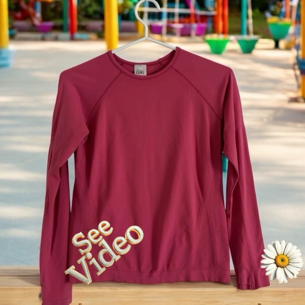 👛 2/$40 ATHLETA GIRL Sports Pink Long Sleeved Top with Thumbholes